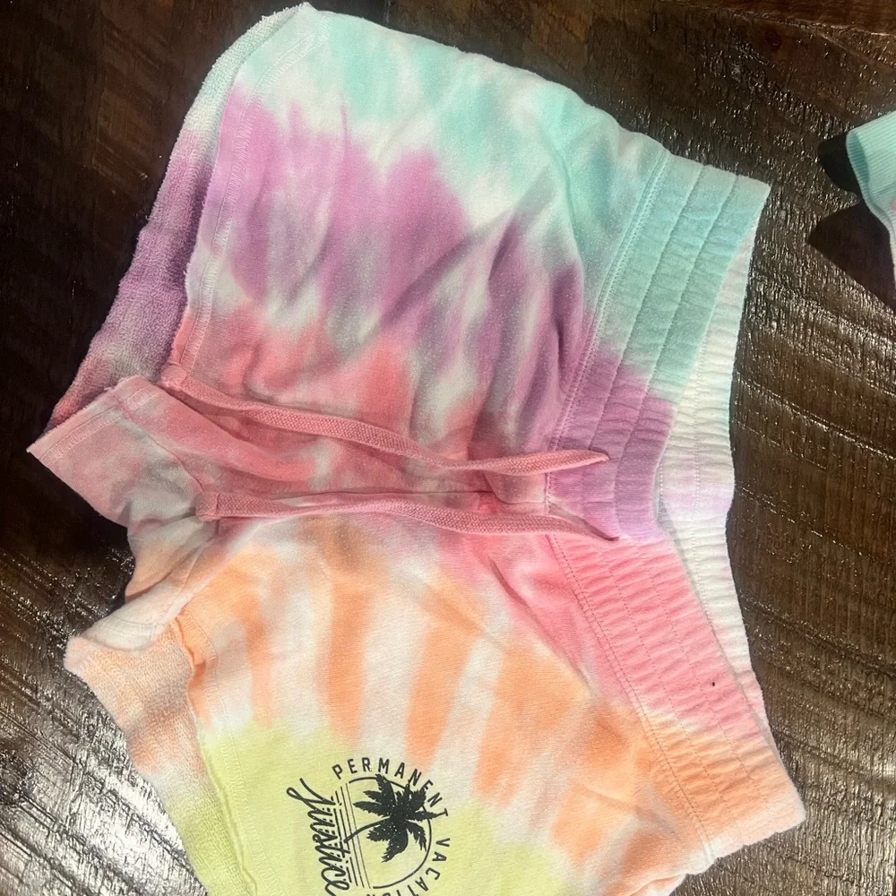 Justice Tie-Dye Hoodie Pajama Short Set - Pink, Purple, Green